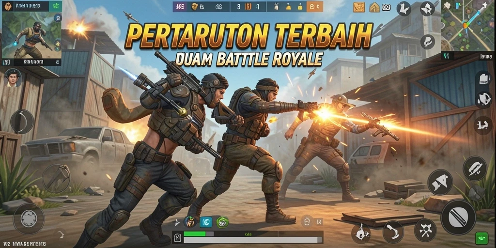 Screenshot gameplay AA62 menampilkan aksi Battle Royale yang mendebarkan.