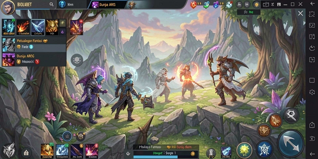 Tampilan screenshot utama BIOLABET menampilkan aksi RPG penuh warna dan karakter menarik.