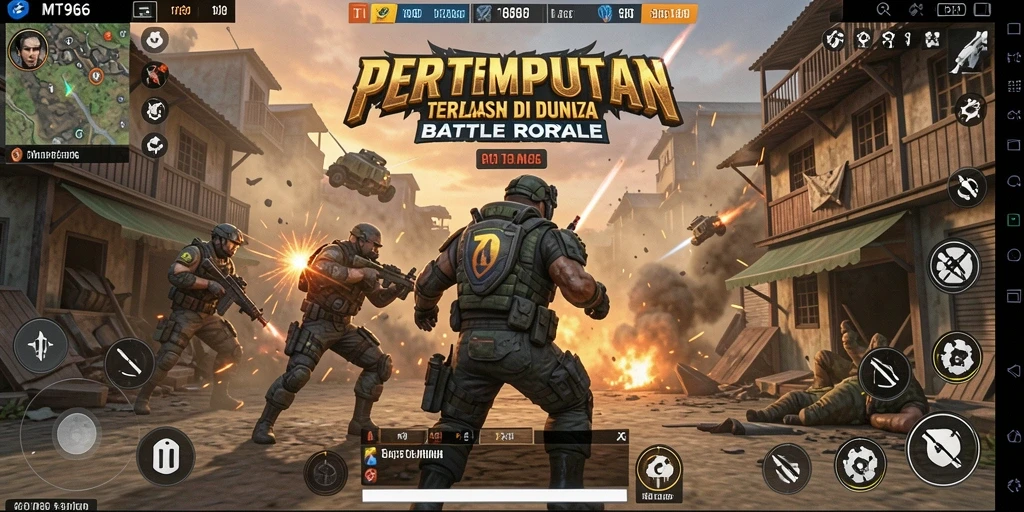 Tampilan gameplay seru di MT966 saat pertempuran berlangsung.