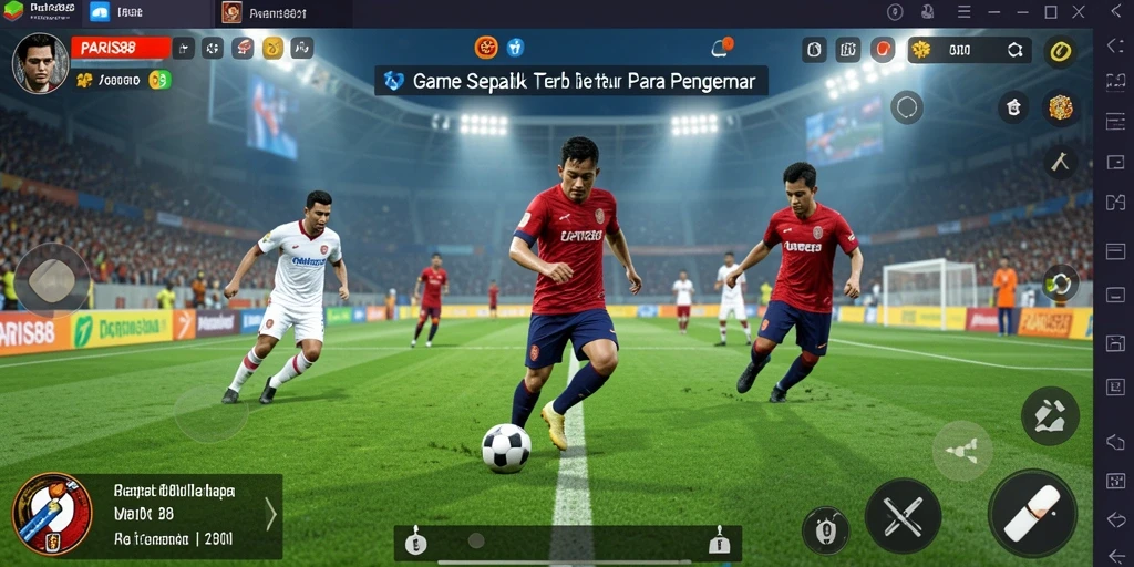 Tampilan gameplay PARIS88 dengan aksi sepak bola yang menegangkan.