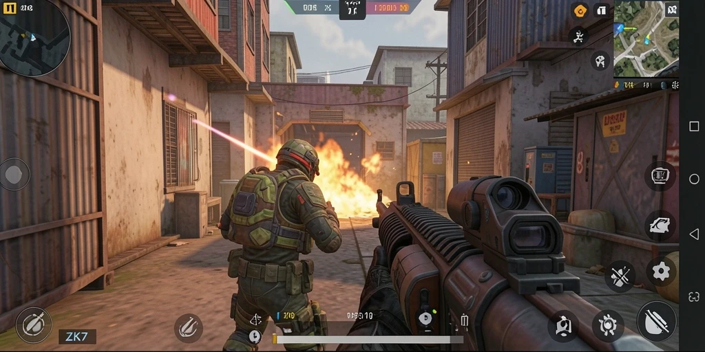 Tampilan gameplay ZK7 yang mendebarkan dalam aksi TPS.